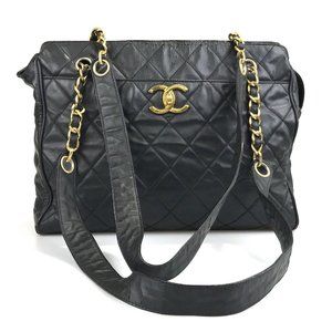CHANEL Bag Shoulder Matelasse 3659059 Black Leather Chain Strap Authentic
